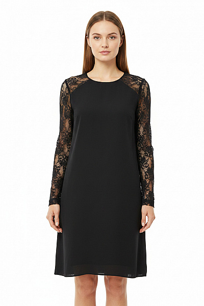 OBJECT Dámské šaty černé Krajkové S Dlouhým Rukávem Elegantní Vel. 42