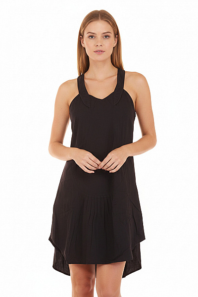 Dámské šaty Bez Rukávů Letní Volnočasové Plisované černé Velikost S
