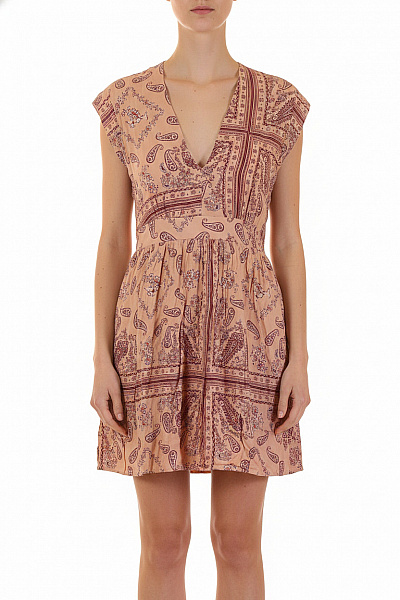 MANGO Dámské šaty Béžové S Potiskem Boho Volnočasové Letní Vel. XS