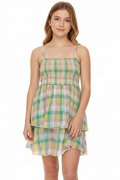 TOMMY HILFIGER Dívčí šaty Volánkové Kostkované Barevné Letní Vel. 176