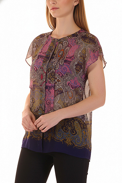 MANGO Dámská Halenka S Krátkým Rukávem A Potiskem Boho Velikost XS