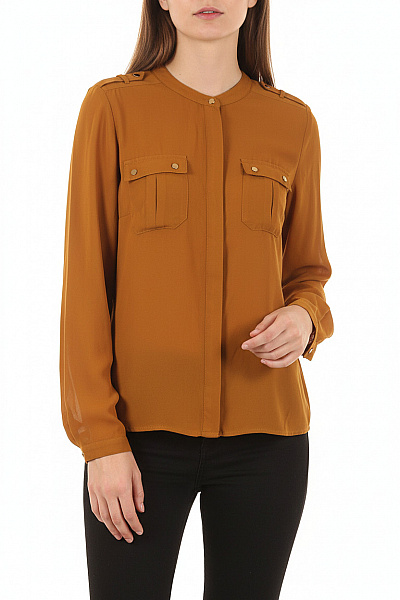 Dámská Oranžová Košile S Dlouhým Rukávem A Nárameníky Velikost 36