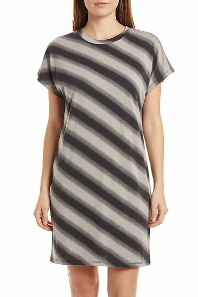 Won Hundred Dámské šaty Tričkové S Krátkým Rukávem Pruhované šedé Velikost M