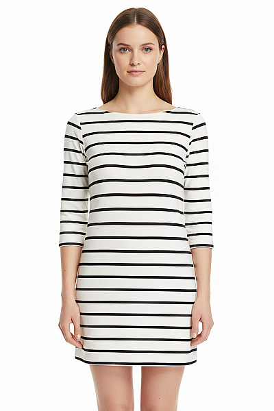 OBJECT Dámské šaty S Dlouhým Rukávem Pruhované Volnočasové Viskózové Velikost L
