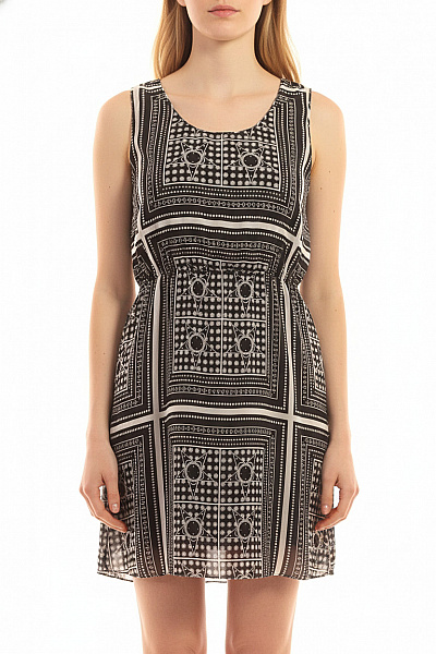 SAMSOE Dámské šaty Bez Rukávů černé S Potiskem Volnočasové Letní Velikost M