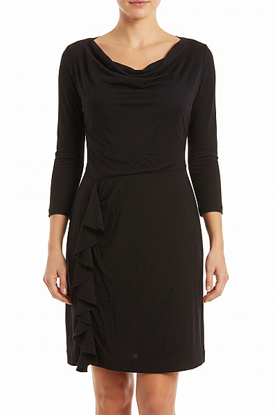 InWear Dámské šaty S Dlouhým Rukávem černé Volnočasové Elegantní Vel. L