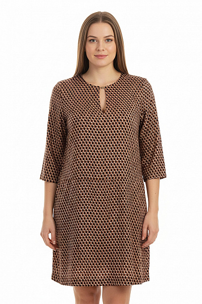 MANGO Dámské šaty S Dlouhým Rukávem Geometrické Volnočasové Vel. M