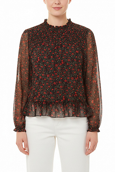 One More Story Dámská Halenka S Dlouhým Rukávem A Potiskem Květinová černá Vel. EU 42