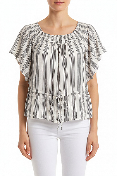 Abercrombie&Fitch Dámská Halenka S Krátkým Rukávem A Vázačkou Pruhovaná Vel. S