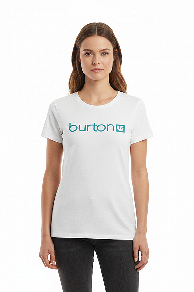 BURTON Dámské Tričko S Krátkým Rukávem A Potiskem Bílé Bavlněné Basic Velikost EU S