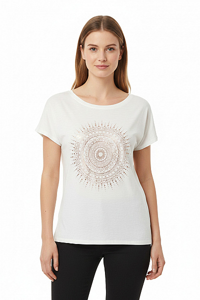 Cartoon Dámské Tričko S Krátkým Rukávem A Potiskem Mandala Vel. EU 34