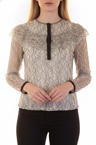 Next Dámská Krajková Halenka S Dlouhým Rukávem Elegantní černobílá Vel. 16