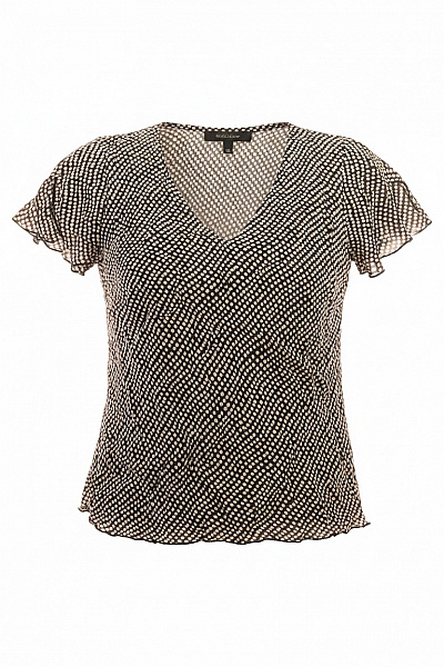 Marks & Spencer Dámská Halenka S Krátkým Rukávem A Potiskem Puntíkovaná Viskóza Vel. EU M