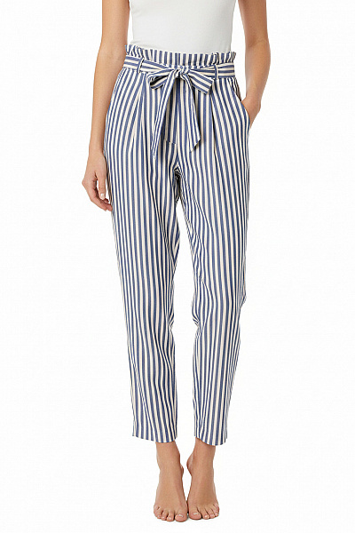 ZARA Dámské Pruhované Kalhoty S Vysokým Pasem A Páskem Velikost XS