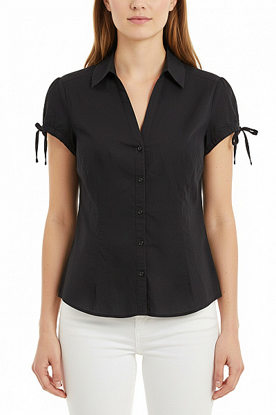 Esprit Dámská Bavlněná Košile S Krátkým Rukávem Na Zavazování Letní Vel. DE S