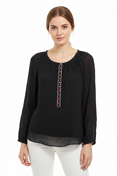 ZARA Dámská Halenka S Dlouhým Rukávem A Výšivkou Velikost EU S