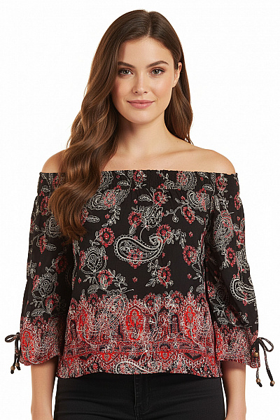 ZARA Dámská Halenka S Dlouhým Rukávem A Potiskem Velikost EU M