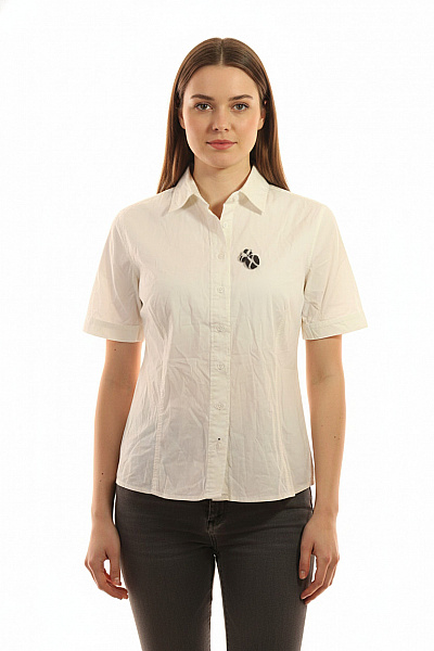 CYRILLUS Dámská Bavlněná Košile S Krátkým Rukávem Elegantní Bílá Velikost EU 44