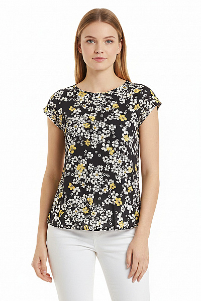 Wallis Dámská Halenka S Krátkým Rukávem A Květinovým Potiskem Vel. EU 36