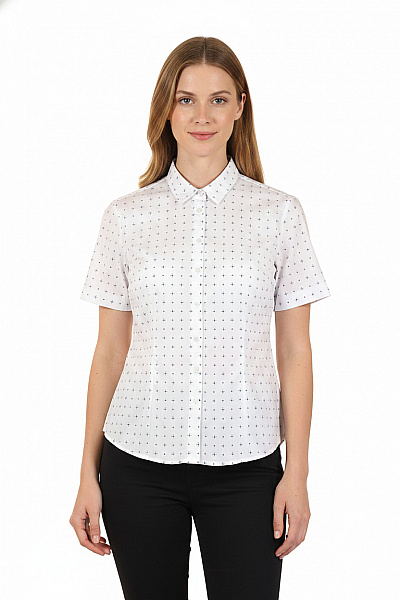 Marks & Spencer Dámská Košile Krátký Rukáv Vzorovaná Elegantní Bavlněné Vel. EU 46