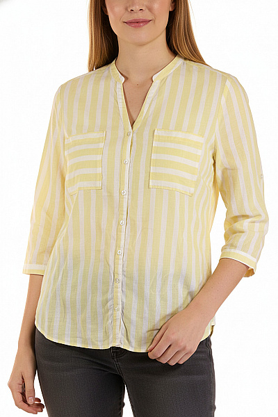 ETERNA Dámská Pruhovaná Košile Se Stojáčkem Ležérní žlutá Velikost EU 46