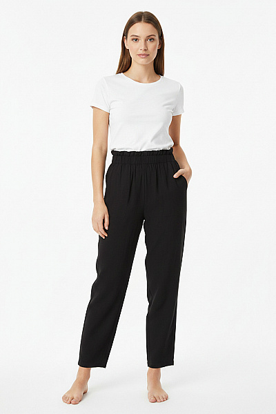NA-KD Dámské černé Volnočasové Kalhoty S Vysokým Pasem Velikost 38