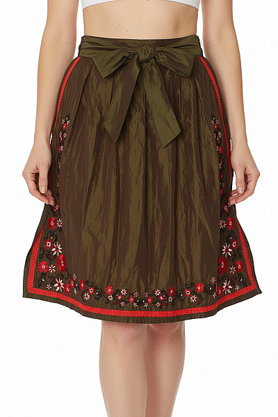 Dámská Hnědá Sukně S Mašlí A Výšivkou Velikost 36