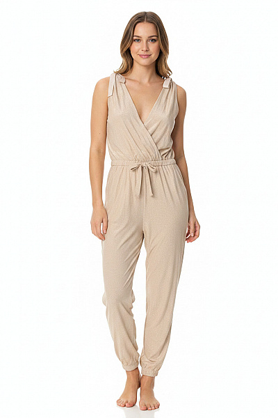 Béžový Overal Bez Rukávů S Mašlí Velikost XS