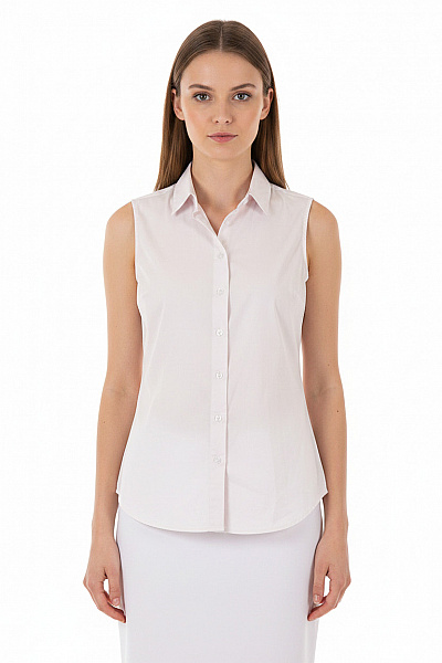 Marks & Spencer Dámská Košile Bez Rukávů Bílá Elegantní Slim Fit Letní Velikost S