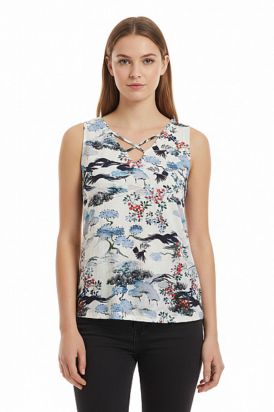 TOM TAILOR Dámské Tričko Bez Rukávů S Potiskem Vel. XS