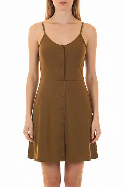 VERO MODA Hnědé šaty Na Ramínka Propínací Letní Volnočasové Velikost XS