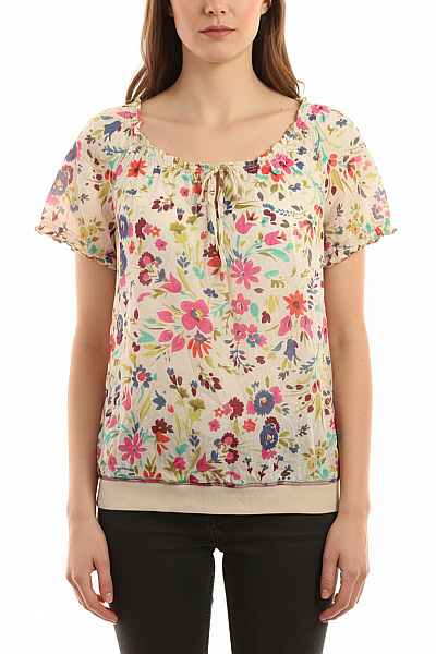 Esprit Dámské Tričko S Krátkým Rukávem A Květinovým Vzorem Vel. 40
