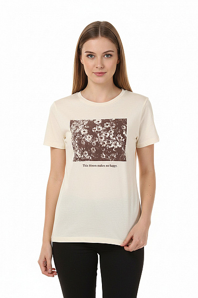 MANGO Dámské Tričko S Krátkým Rukávem A Potiskem Květinový Vzor Velikost S