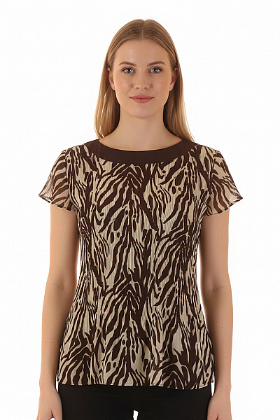 Marks & Spencer Dámská Halenka S Krátkým Rukávem A Potiskem Zebra Vel. UK 10