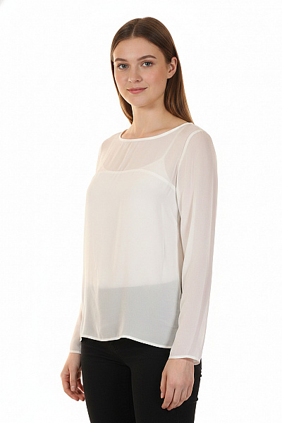MANGO Dámská Halenka S Dlouhým Rukávem Bílá Průsvitná Elegantní Vel. S