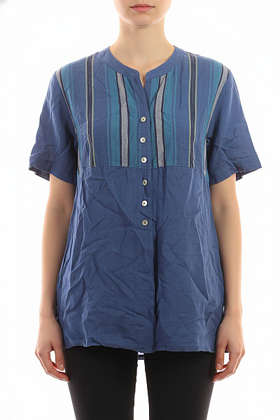 BONITA Dámská Pruhovaná Košile S Krátkým Rukávem Modrá Velikost 40