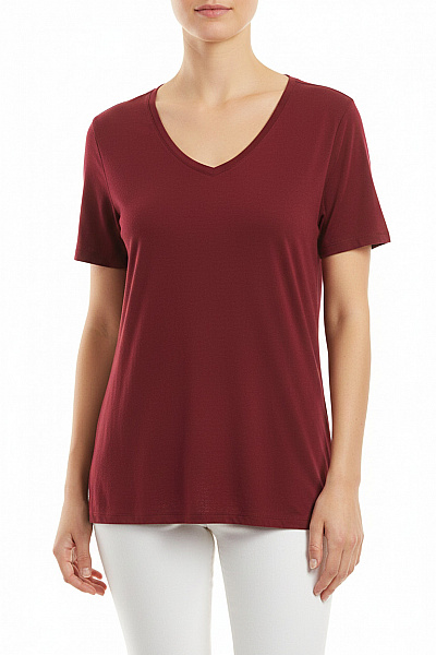 River Island Dámské Tričko S Krátkým Rukávem červené Bavlněné Basic Velikost L