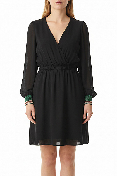 Y.A.S Dámské černé Zavinovací šaty S Dlouhým Rukávem Vel. XS