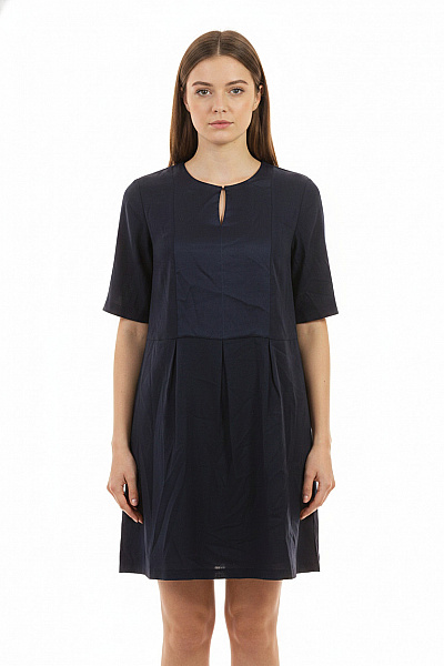 Y.A.S Dámské šaty Krátký Rukáv Modré Plisované Volnočasové Velikost 38