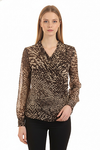 InWear Dámská Halenka Zavinovací S Dlouhým Rukávem A Potiskem Velikost EU 34