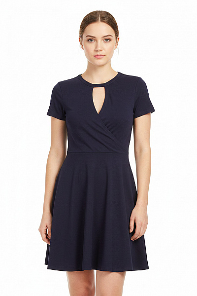 Dorothy Perkins Dámské šaty Krátký Rukáv Zavinovací Modré Bavlna Volnočasové Velikost EU 38