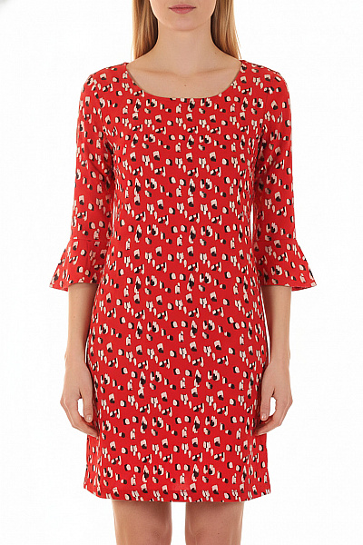 MANGO Dámské šaty Krátké červené Se Zvířecím Vzorem Volnočasové Velikost XS