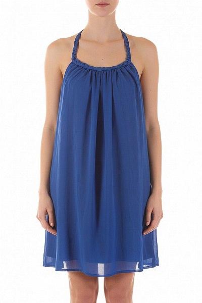 ONLY Modré šaty Na Ramínka Letní Volné šifonové Vel. 34