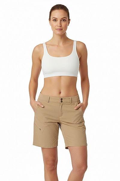 Patagonia Dámské Nylonové Tříčtvrteční Outdoorové Kraťasy S Kapsami A Zipem Béžové Velikost 8