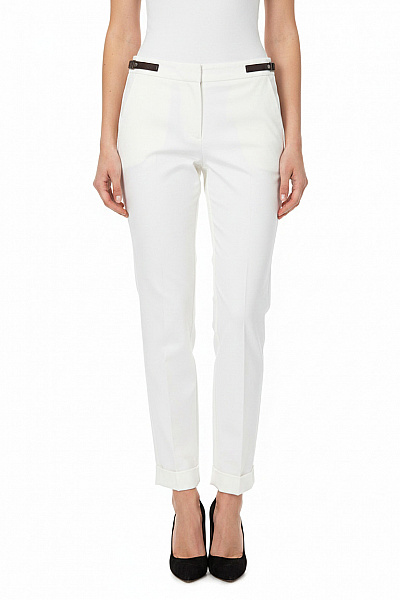 MANGO Bílé Elegantní Kalhoty S Páskem Rovné Vel. 34