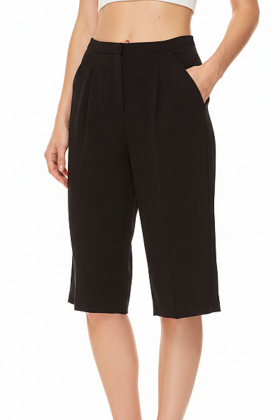 MANGO Dámské Elegantní Tříčtvrteční Kalhoty S Kapsami černé Velikost 34