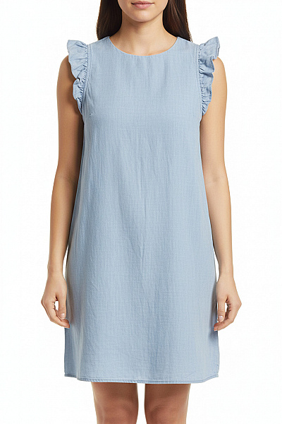 MANGO šaty Bez Rukávů Letní Volnočasové Plátěné Modré Velikost M