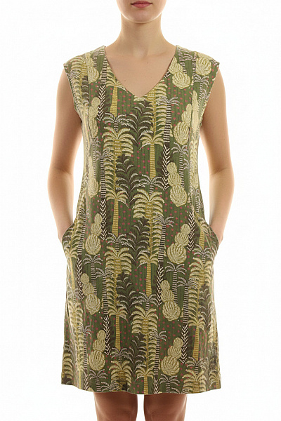 White Stuff Zelené Letní šaty S Krátkým Rukávem A Potiskem Palem Vel. 42