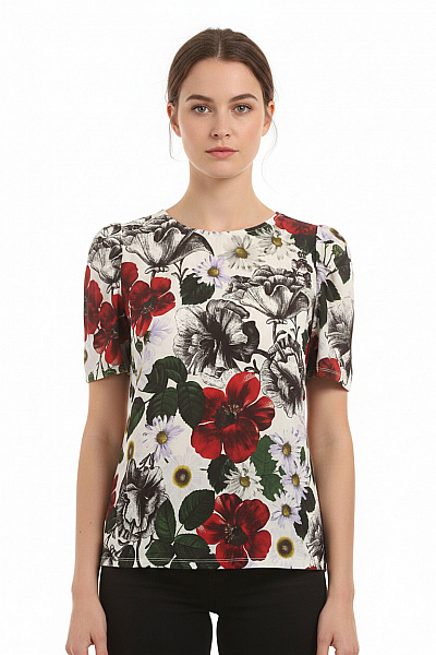 Next Dámské Tričko S Krátkým Rukávem A Květinovým Potiskem Vel. EU S