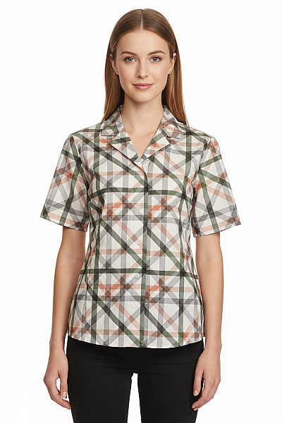 COS Dámská Kostkovaná Košile S Krátkým Rukávem Bavlněná Ležérní Vel. EU 34